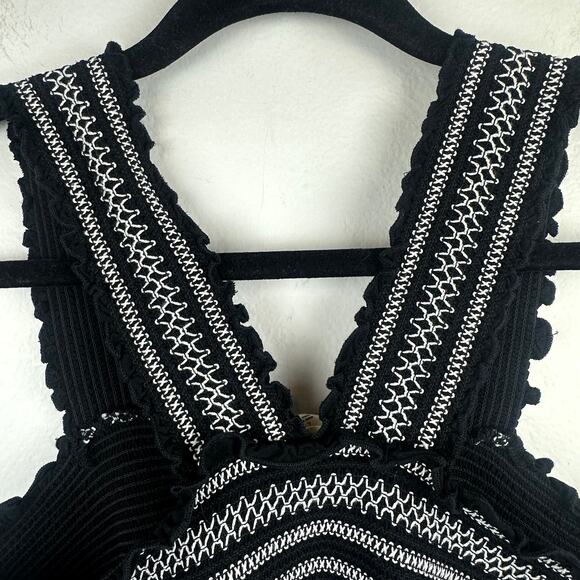 Pacsun LA Hearts Womens Smocked Cropped Ruffle Black/White Stripe Tank Top Large - Picture 5 of 9